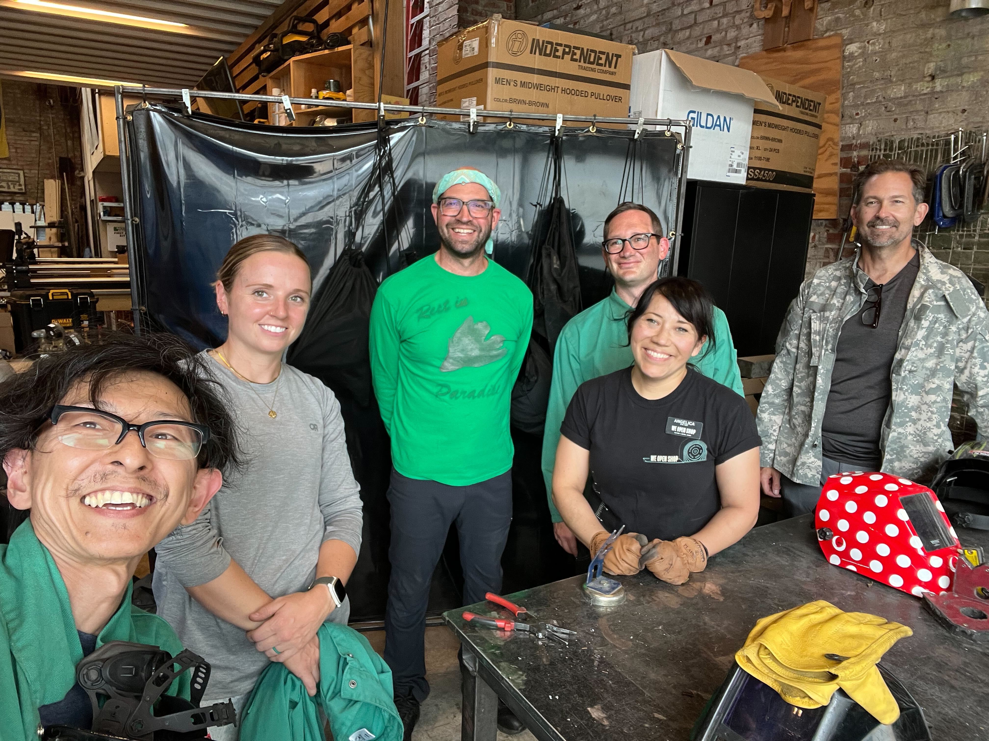The Bike Share KC team takes a welding class at Build Trybe in KCMO