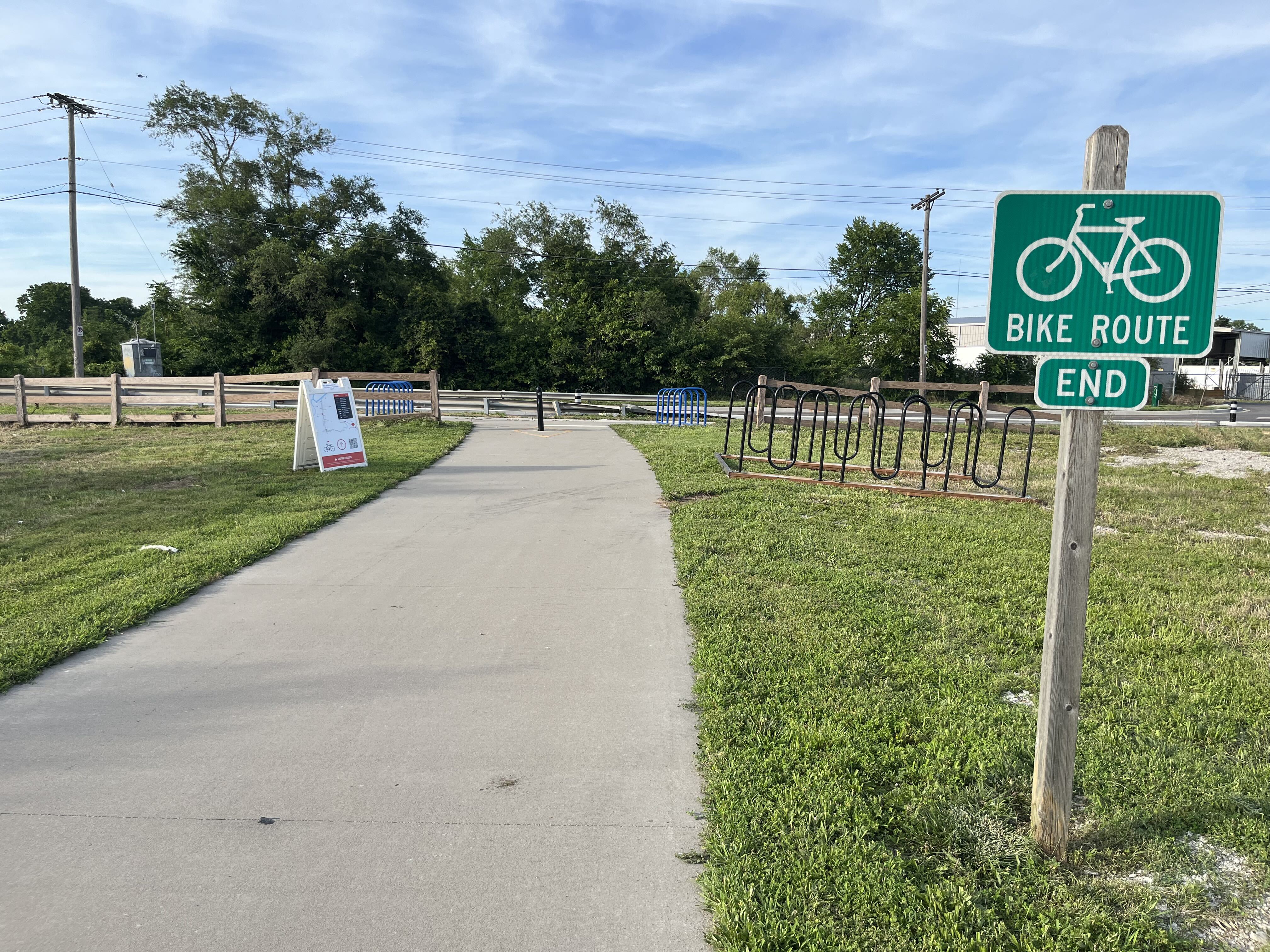 Monitored lot at the end of the Blue River Trail with shuttle service to KC Stadium